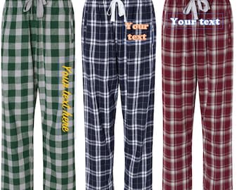 CUSTOM Women Flannel Jogger PJs, Custom Graduation Flannel pajama pants, Personalized Flannel Style Pants, custom Flannel class of 2024 PJs