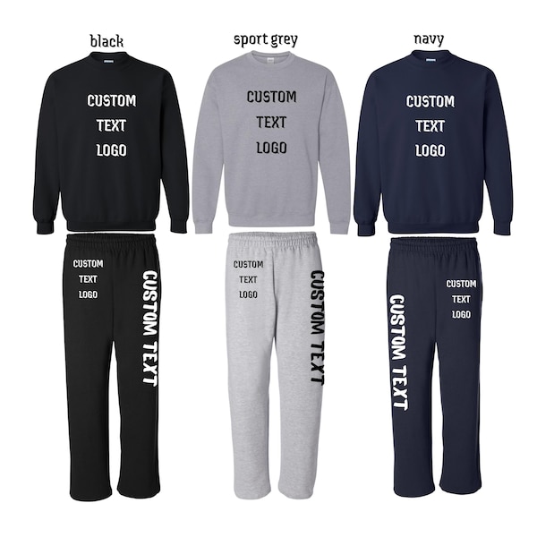 Customizable Gildan Sweatpants & Sweatshirt Set, Personalized Loungewear sweat set, open bottom sweat set
