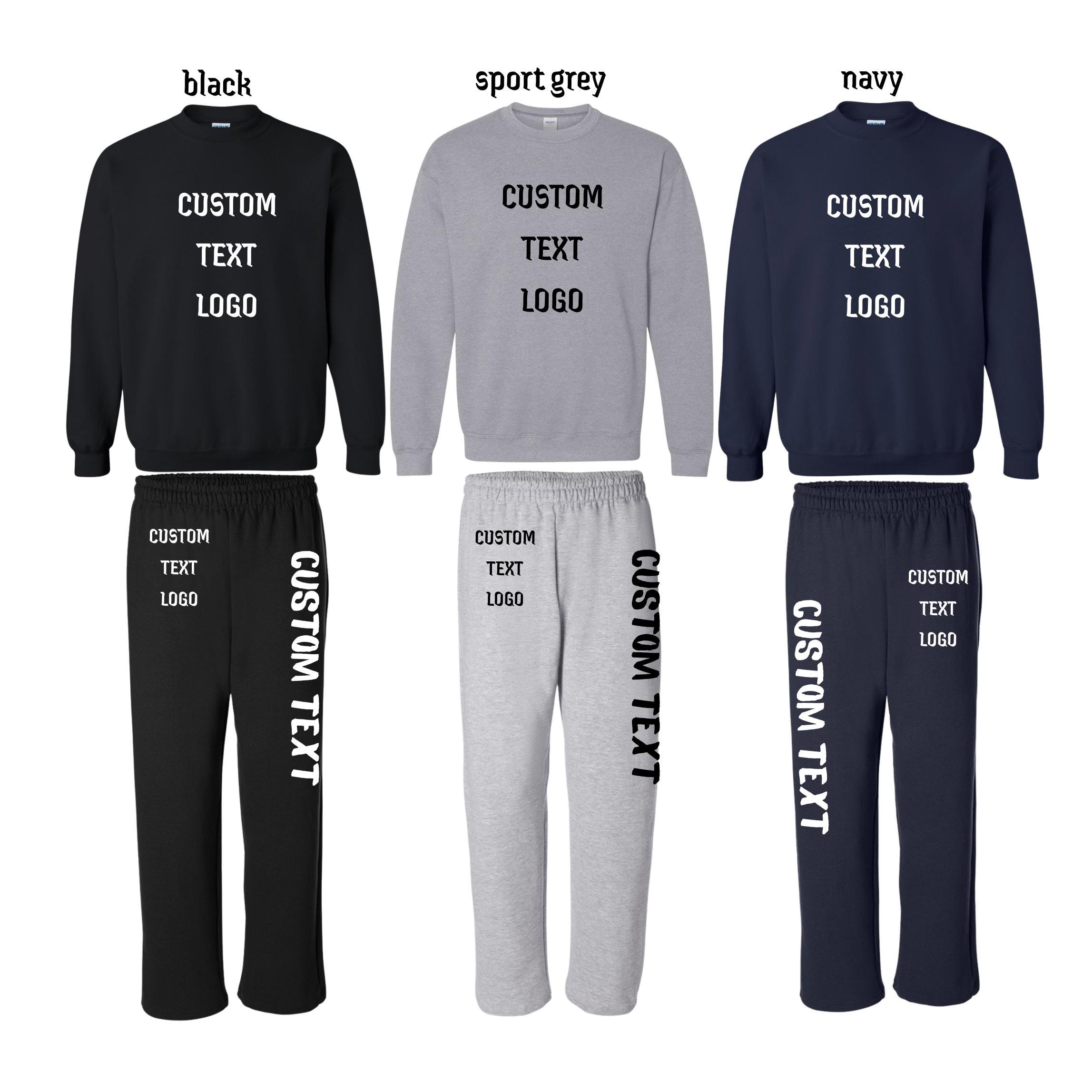 Customizable Gildan Sweatpants & Sweatshirt Set, Personalized Loungewear sweat set, open bottom sweat set