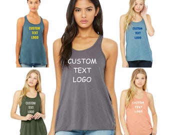 Custom Women's Racerback Tank top, custom Bella Canvas Flowy Fashion tank top, customize your flowy racerback tank top