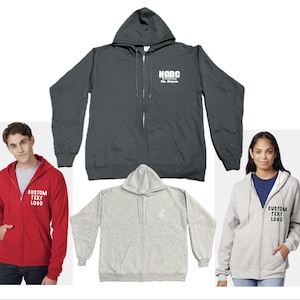 Custom Unisex Zip Up Hoodie: Personalized Text & Logo