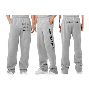 Custom UNISEX open bottom Bella Canvas Sweatpants with pockets,personalize your sweatpants,custom logo picture school workout wedding pants