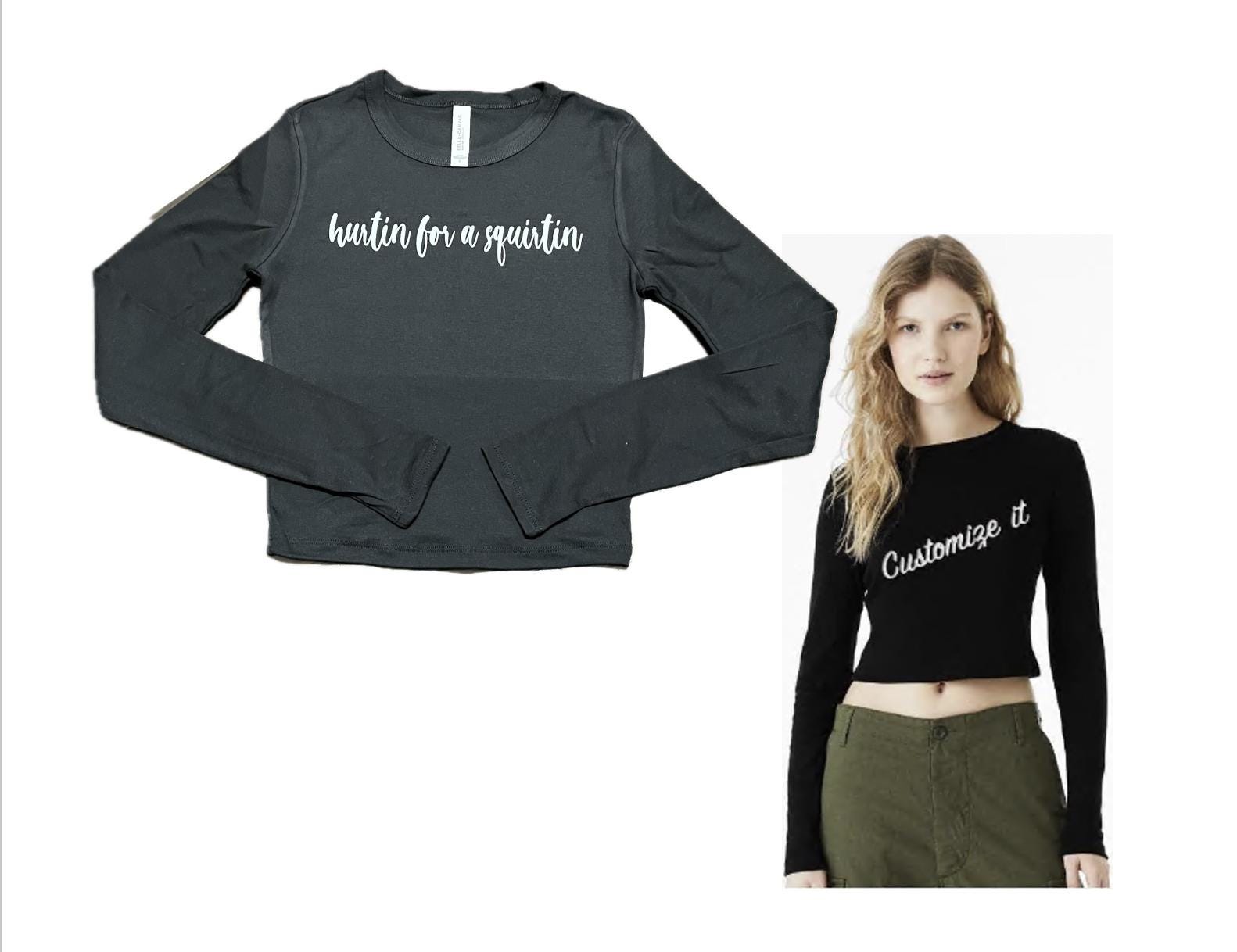 Custom Women Micro Rib Long Sleeve Baby Crop Tee,women long sleeve baby crop shirt,Custom women I love long sleeve crop baby tee,Custom crop
