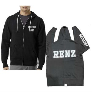 Custom UNISEX Full Zip up Hooded sweatshirt,Custom zip up Hoodie,Personalized zip up hoodie,Team Logo zip up hoodies,Custom y2k zippy Hoodie