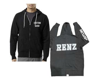 Custom UNISEX COTTON Full Zip Hoodie,Personalized Team Logo Y2K hooded Sweatshirt,custom men women cotton full zip light hooded sweat jacket