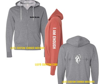 Custom Unisex Full Zip up Hoodie, Personalized Text & Logo zip up hoodie, Unisex Y2K Style zip up hoodies, Unisex lightweight zip up hoodie