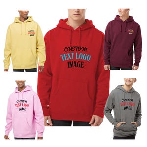 Custom Text Unisex Hoodie, Personalized Logo Cotton Pullover, 100% cotton unisex hoodie