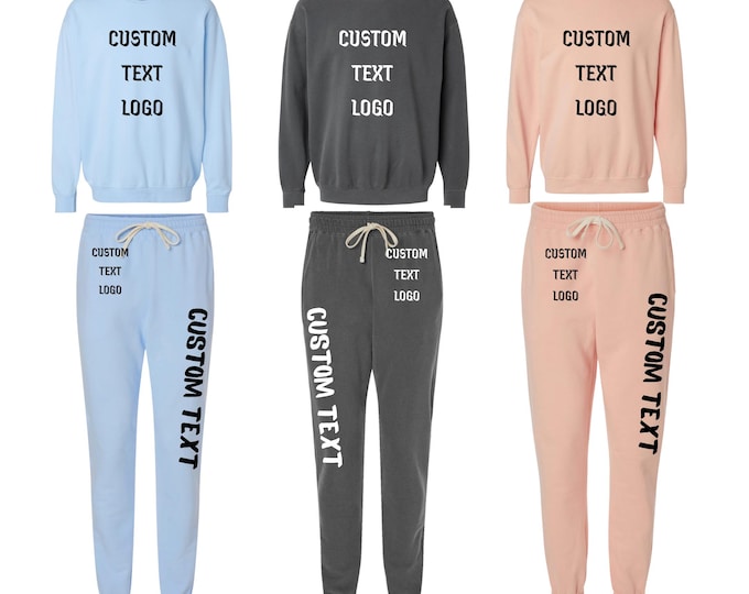 Custom UNISEX Comfort Colors Sweat Set, Lightweight Cotton sweatpants sweatshirt set, design your sweat set, custom full cotton sweat set