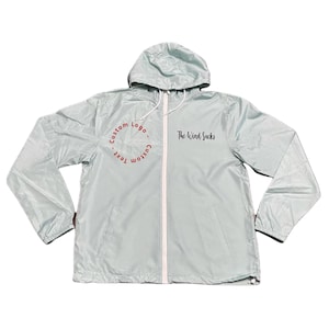 Custom UNISEX Logo Windbreaker Jacket, Custom Unisex logo image text Hooded Raincoat, custom team college school raincoat with a hood