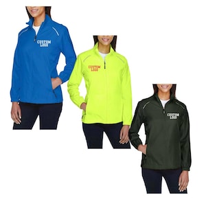 Custom Full Zip WOMEN Rain WINDBREAKER Jacket, Personalized women's Coach Jacket, custom team rain windbreaker women team jacket