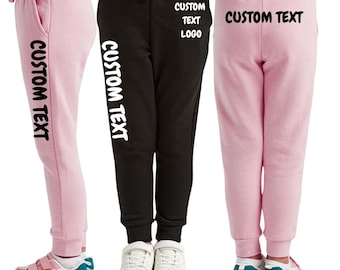 Custom Youth Unisex JOGGER Sweatpants, Youth Ashley Joggers with side pockets, cotton blend youth close bottom sweatpants