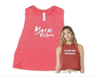 Custom Racerback Crop Tank Top, Bella + Canvas Cotton Blend crop tank