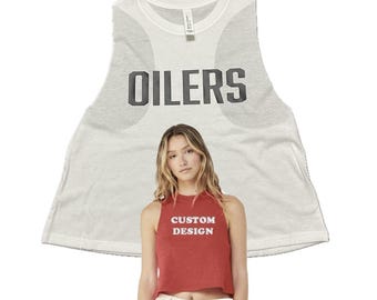 Custom Women's Racerback Crop Tank - Bella + Canvas racerback crop tee, custom full cotton racerback crop tank