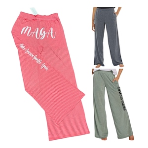 Custom wide leg fancy EVELYN pants, Women&#39;s Joggers, Flannel Pants, Boxercraft Pants, Custom Loungewear, Cozy Pajama Pants, Custom Sleepwear