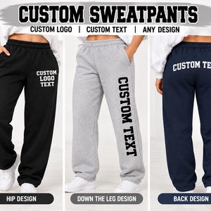 Custom UNISEX logo open bottom Sweatpants, Custom Team open bottom sweatpants,custom bride wedding sweatpants,custom straight leg logo pants