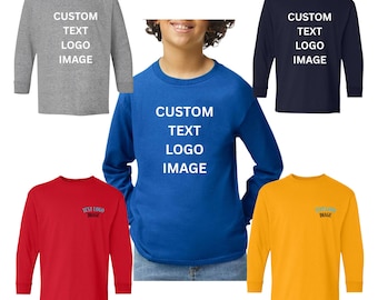 Custom YOUTH Heavy Cotton Long Sleeve Shirt - Personalized Unisex School Apparel, customize your kids long sleeve, custom YOUTH long sleeve