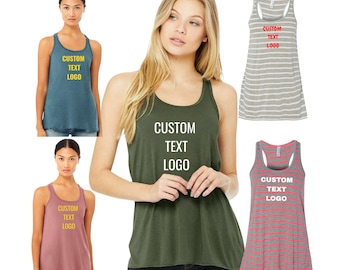 Custom Women's Racerback Tank top, custom Bella Canvas Flowy Fashion tank top, custom women racerback tank top
