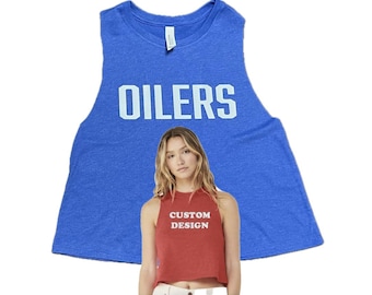 Custom Racerback Crop Tank Top, Bella + Canvas Cotton Blend, women muscle racerback crop tank, custom logo racerback crop top