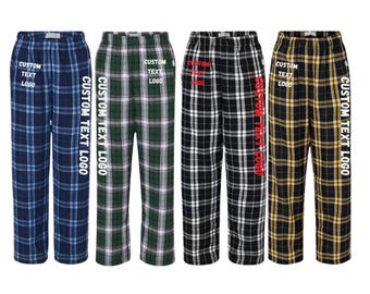 Custom YOUTH Flannel COTTON Pajama Pants, Personalized YOUTH Graduation Wedding Bachelorette Party PJs, college party flannel PJs