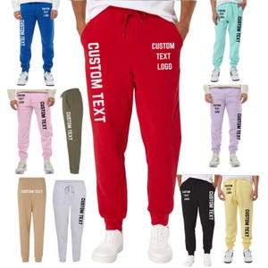 Custom Men Fleece Jogger Sweatpants with 3 pockets, Personalized Text Logo image cotton sweatpants-Independent Trading Co. image 1