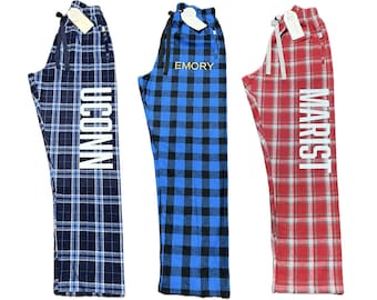Custom women Flannel Jogger Pajama Pants, Personalized College women PJs, women college party PJs