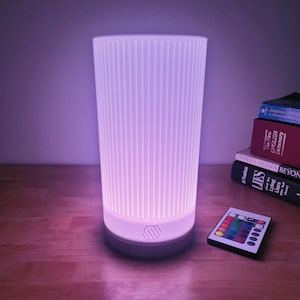 Ribbed RGB LED Desk Table Lamp Accent Mood Lighting Nightlight 3D Printed Lampshade
