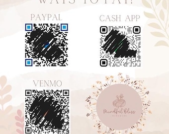 Ways to pay sign, craft fair display, neutral astetic, digital download, scan to pay, personalized sign, payment sign, scan to pay template