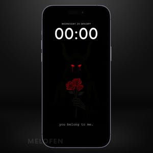 Dark Aesthetic Rose Wallpaper | Gothic iPhone Background | Devil Horns & Red Roses | Creepy Cute Phone | &quot;You Belong To Me&quot; Digital Download