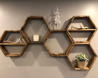 5 Set Honeycomb Shelves ; Floating Shelf ; Hexagon Shelves ; Home Decor ; Plant Shelf