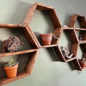 Honeycomb Shelves ; Floating Shelf ; Hexagon Shelves ; Home Decor ; Plant Shelf