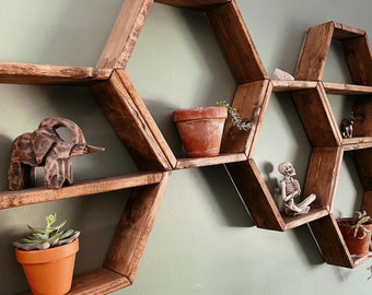 Honeycomb Shelves ; Floating Shelf ; Hexagon Shelves ; Home Decor ; Plant Shelf