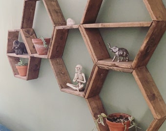Honeycomb Shelves ; Floating Shelf ; Hexagon Shelves ; Home Decor ; Plant Shelf