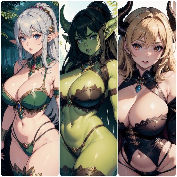 MEGA D&D Waifu AI Collection #15 - 510 Cute Anime Girls Inspired By Dungeons And Dragons Elf Demon Succubus Cat | Wolf Orc Hero Human Women