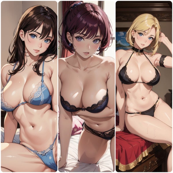 MEGA Vixen Waifu AI Collection #31 - Oltre 500 ragazze anime giocose e sexy in camera da letto che indossano abiti e lingerie sexy e seducenti - Donne arrapate