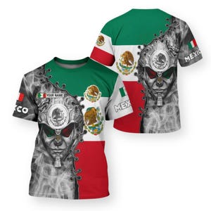 Custom 3D Mexico Skull Warrior Jersey – Personalized Name Patch & Mexican Flag Mask Design