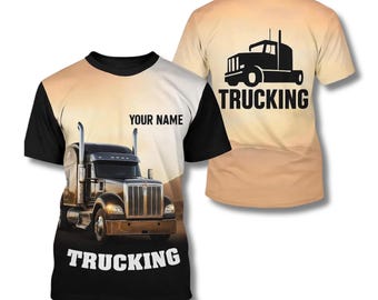 Custom Trucking T-Shirt - Personalisiertes Semi Truck Fahrer T-Shirt mit Namen Aufdruck