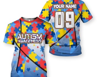 Personalized Autism Awareness Shirt, Custom Puzzle Piece Name Tee