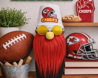 Handmade Kansas City Chiefs Gnome - Football Tiered Tray Decor Man Cave