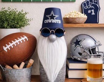 Dallas Cowboys Football Gnome - Handmade NFL Gnome Decor - 10 Inch Cowboys Fan Gift - Football Home Decor - Texas Sports Gift - Decal Varies