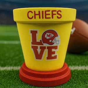 Versatile Kansas City Chiefs Pot -  Candy Dish, Snack Bowl Or Flower Pot Gift - DECALS MAY VARY