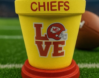 Versatile Kansas City Chiefs Pot -  Candy Dish, Snack Bowl Or Flower Pot Gift - DECALS MAY VARY