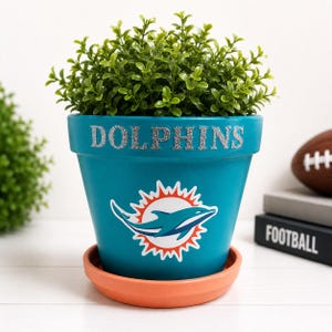 Miami Dolphins Versatile 6" By 6" Flower Pot Or Snack Holder