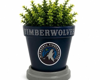 Minnesota Timberwolves Versatile Flower Pot – 6 Inch Versatile Planter - NBA Basketball Team Decor -Blue and Gray Candy or Snack Pot