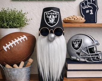 Las Vegas Raiders 10" Tall Football Gnome - DECALS VARY!!