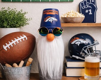 Denver Broncos Gnome, Football Fan Gift, Tiered Tray & Home Decor, Gnome Ornament