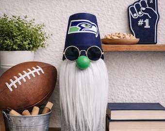 Handmade Seattle Seahawks NFL Football Gnomes, Tiered Tray Decor, Seattle Seahawks Fan Gift, Man Cave Decor, DECALS VARY!