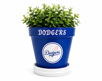 Los Angeles Dodgers Flower Pot: Handmade Painted Terra Cotta Snack Bowl- Plant NOT Included
