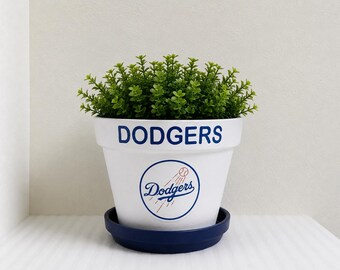 Los Angeles Dodgers Flower Pot: Handmade Painted Terra Cotta Snack Bowl- Plant NOT Included