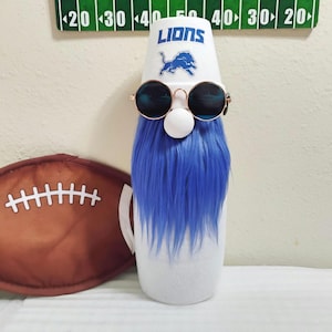 Handmade Detroit Lions Football Gnome NFL Tiered Tray Decor, Detroit Lions Fan Gift