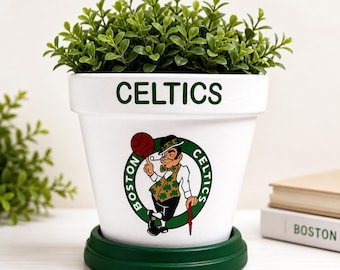 Boston Celtics Flower Pot – 6” Round Planter, Game Day Decor, Man Cave Decor, Candy or Snack Holder, Celtics Home Decor - Plant NOT Included